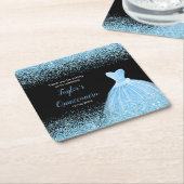 Quinceanera Lichtblauw Faux Glitter Kartonnen Onderzetters (Schuin)