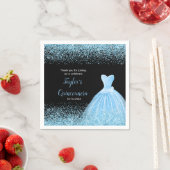 Quinceanera Lichtblauw Faux Glitter Servet (Insitu)