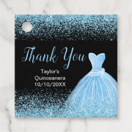 Quinceanera Lichtblauw Jurk Faux Glitter Bedankjes Labels