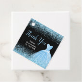 Quinceanera Lichtblauw Jurk Faux Glitter Bedankjes Labels (In situ)