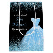 Quinceanera Lichtblauw Jurk Faux Glitter Medium Cadeauzakje (Achterkant)