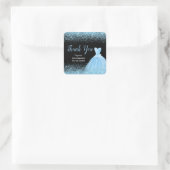 Quinceanera Lichtblauw Jurk Faux Glitter Vierkante Sticker (Tas)