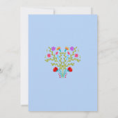 Quinceanera Lichtblauw Mexicaanse Bloemen Verjaard Kaart (Achterkant)