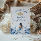 Quinceanera Lichtblauwe Prinses Bewaar de Datum Kaart