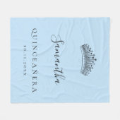 Quinceanera lichtblauwe tiara crown name fleece deken (Voorkant (Horizontaal))