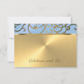 Quinceanera Light Blue en Gold Filigree Swirls Kaart (Voorkant)