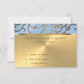 Quinceanera Light Blue en Gold Filigree Swirls Kaart (Achterkant)