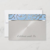 Quinceanera Light Blue en Silver Filigree Swirls Kaart (Voorkant)