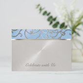 Quinceanera Light Blue en Silver Filigree Swirls Kaart (Staand voorkant)