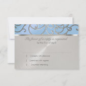 Quinceanera Light Blue en Silver Filigree Swirls Kaart (Achterkant)
