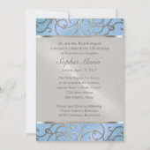 Quinceanera Light Blue en Silver Filigree Swirls Kaart (Voorkant)