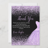 Quinceanera Light Purple Dress Faux Glitter Bedankkaart (Voorkant)
