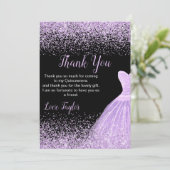 Quinceanera Light Purple Dress Faux Glitter Bedankkaart (Staand voorkant)