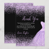 Quinceanera Light Purple Dress Faux Glitter Bedankkaart (Voorkant / Achterkant)
