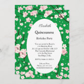 Quinceanera Light Roze bloblobloemen Groen Kaart (Voorkant / Achterkant)