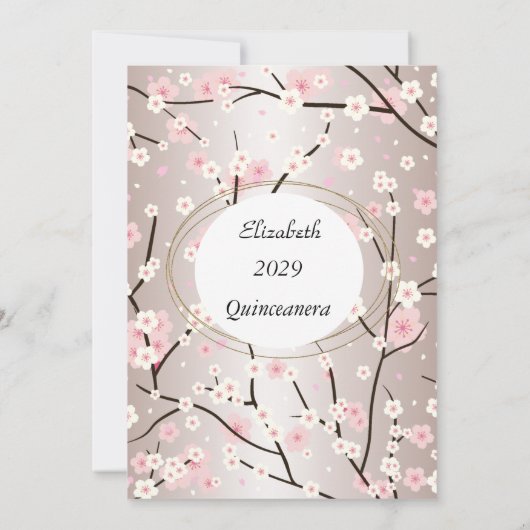 Quinceanera Light Roze bloblobloemen Kaart (Achterkant)