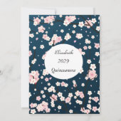 Quinceanera Light Roze bloemen Blauw Kaart (Achterkant)