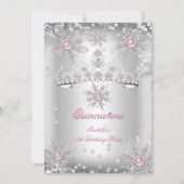 Quinceanera Light roze Silver Winter Wonderland Kaart (Voorkant)