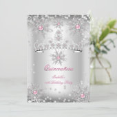Quinceanera Light roze Silver Winter Wonderland Kaart (Staand voorkant)