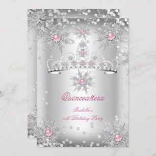 Quinceanera Light roze Silver Winter Wonderland Kaart
