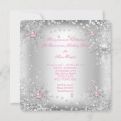 Quinceanera Light roze Silver Winter Wonderland Kaart (Achterkant)
