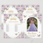 Quinceañera Lila Bloemenvlinders Fotoprogramma (Voorkant / Achterkant)