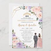 Quinceañera Lila Blush Bloemen Twins Jongen Meisje Kaart (Voorkant)