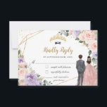 Quinceañera Lila Blush Bloemen Twins Jongen Meisje RSVP Kaartje<br><div class="desc">c) De Happy Cat Studio</div>