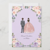 Quinceañera Lila Blush Bloemen Twins Jongen Meisje Save The Date (Achterkant)