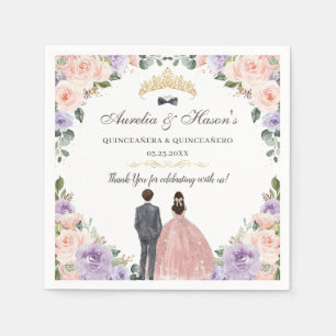 Quinceañera Lila Blush Bloemen Twins Jongen Meisje Servet