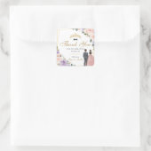 Quinceañera Lila Blush Bloemen Twins Jongen Meisje Vierkante Sticker (Tas)