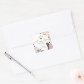 Quinceañera Lila Blush Bloemen Twins Jongen Meisje Vierkante Sticker (Envelop)