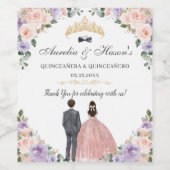 Quinceañera Lila Blush Bloemen Twins Jongen Meisje Wijn Etiket (Enkel label)