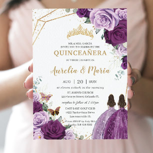 Quinceañera Lila donkere Paarse pruim bloementweel Kaart