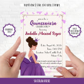 Quinceañera Lila Elegant Princess Invitation Kaart
