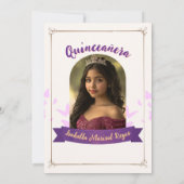Quinceañera Lila Elegant Princess Invitation Kaart (Achterkant)