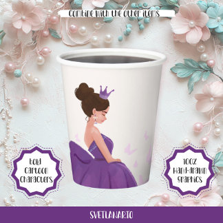 Quinceañera Lila Elegant Princess Paper Cup Papieren Bekers
