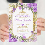 Quinceañera Lila & Gouden Kroon Mexicaanse Vlinder Kaart<br><div class="desc">Quinceañera Lila & Gold Crown Mexican Butterfly Invitation Mis Quince 15 Anos,  16e Verjaardag, </div>