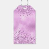 Quinceanera Lila Paars Glitter Floral Gift Label Cadeaulabel (Achterkant)