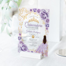 Quinceanera Lila Paars Goud Bloem