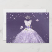 Quinceanera Lila Paars Silver Glitter Gown Invit Kaart (Achterkant)