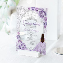 Quinceanera Lila Paars Zilver Bloem