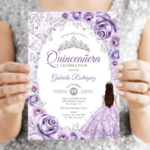 Quinceanera Lila Paars Zilver Bloem