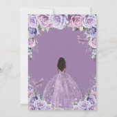 Quinceañera Lila Paarse Bloemen Bruine Prinses Kaart (Achterkant)