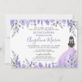Quinceañera Lila Paarse Bloemenprinses Kaart (Voorkant)