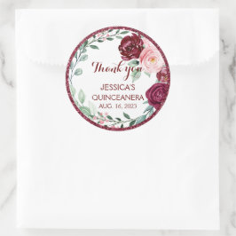 Quinceanera Lila Paarse Floral Round Sticker