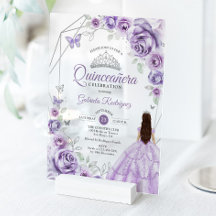 Quinceanera lila paarse jurk bloem zilver