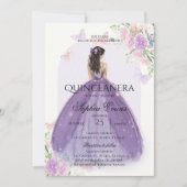 Quinceanera Lila Paarse jurk Floral Princess Kaart (Voorkant)