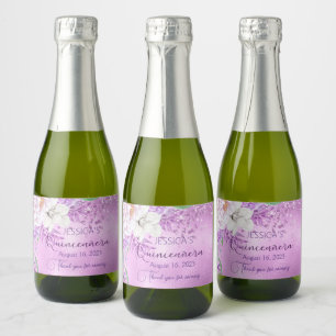 Quinceanera lila paarse mini Mousserende Wijn labe Sparkling Wijnetiket