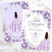 Quinceanera Lila Paarse Zilveren Jurk Bloemen Kaart